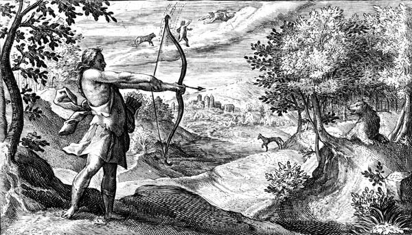 Arcas draws his bow on Callisto