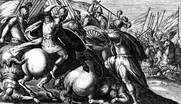 Cygnus battles with the Trojans against the Greeks